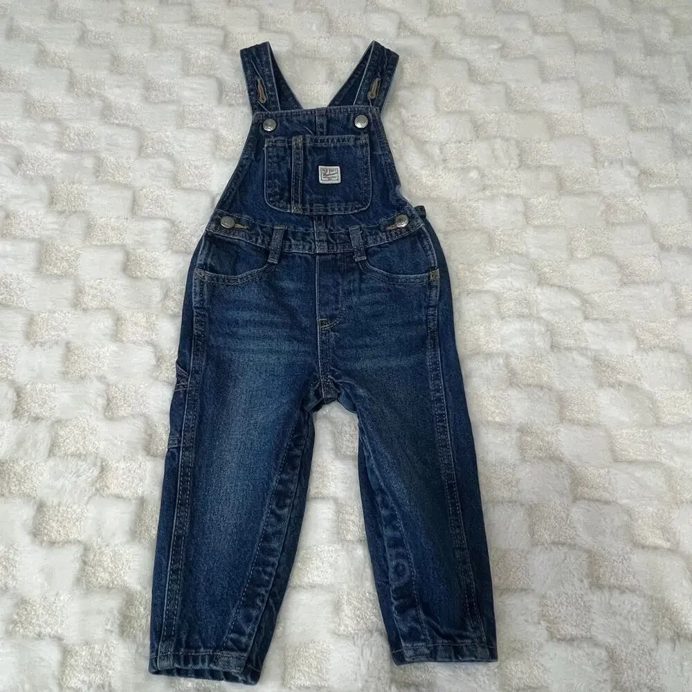 Old Navy Workwear Baby Denim Overalls 18-24 Months Snap Leg Toddler